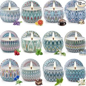 Scented Candles Gift Set, 12 Pack Aromatherapy Candles for Women, Candles for Home Scented, 300H Long Burning, Soy Wax Candle Set, Gifts for Mom Women SPA Birthday Anniversary Stocking Stuffers
